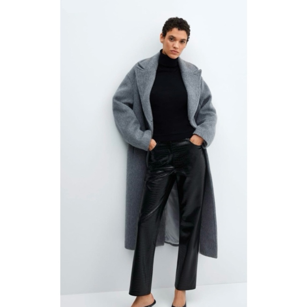 Mango MNG Vegan Leather Crocodile Pants Size 4